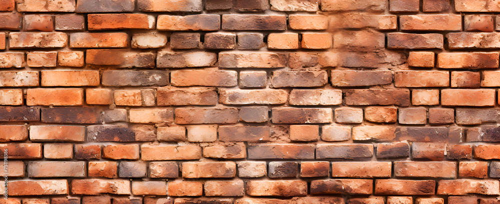Fototapeta premium Old brick wall isolated on white background with clipping path for design.