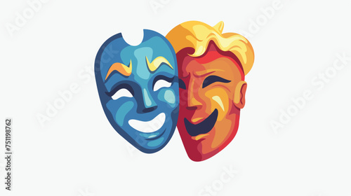 Theater icon with happy and sad masks.