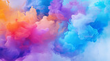Multicolored clouds of paint wet watercolor abstra