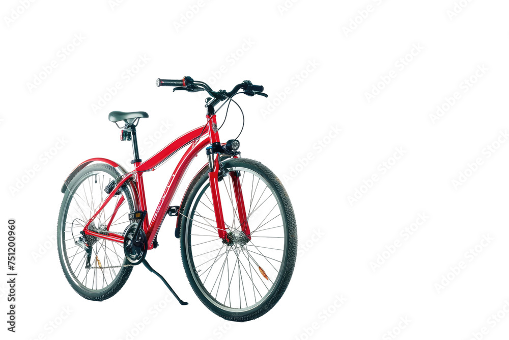 Bright Red Bicycle Isolated On Transparent Background