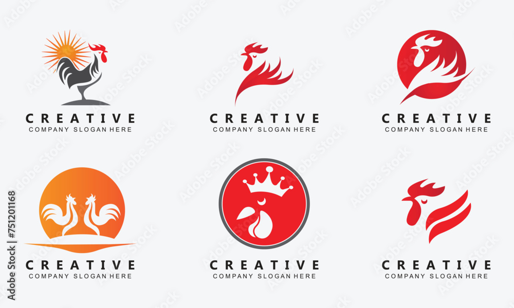 fried chicken logo design, farm animals made into food by the chef, premium vector illustration Vector and SVG