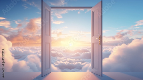 Open the door success and hope 3d rendering. Compu