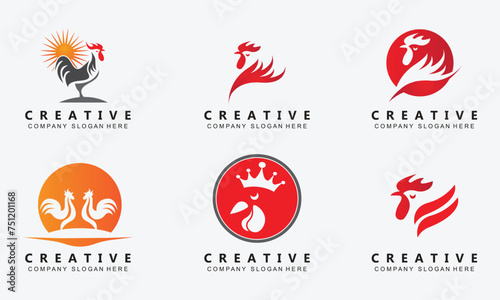 fried chicken logo design  farm animals made into food by the chef  premium vector illustration Vector and SVG