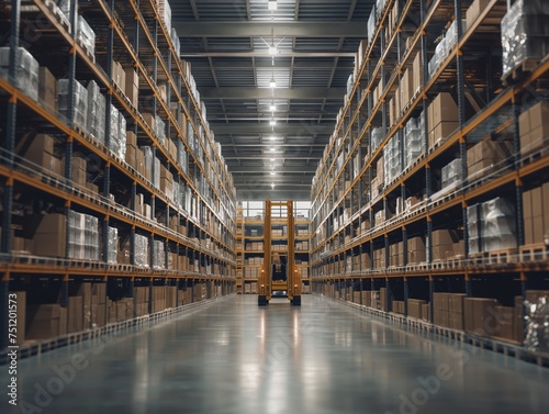 A time-lapse view of a well-organized warehouse  showcasing the seamless operation of goods storage and management