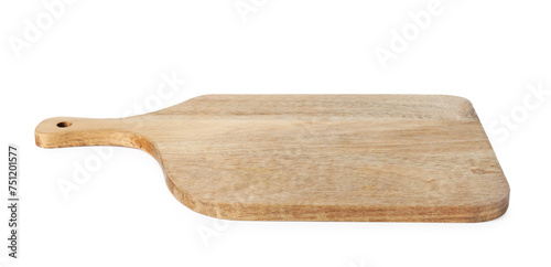 One wooden cutting board on white background