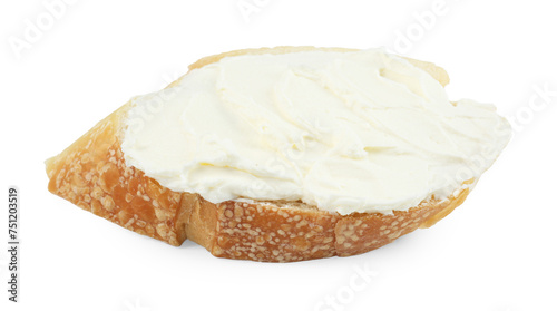 Bruschetta with cream cheese isolated on white