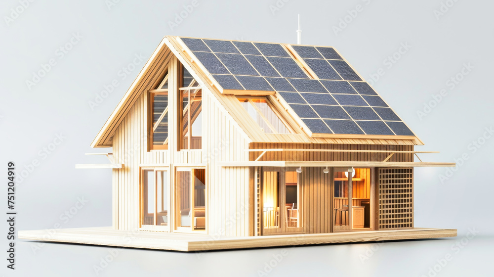 Solar powered smart house model. Smart home and green energy concept. Solar powered smart house model. Smart home and green energy concept.