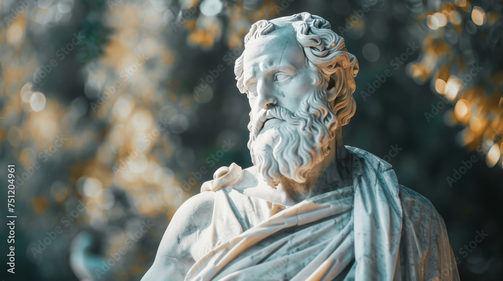 A marble statue of a generic greek philosopher A marble statue of a generic greek philosopher