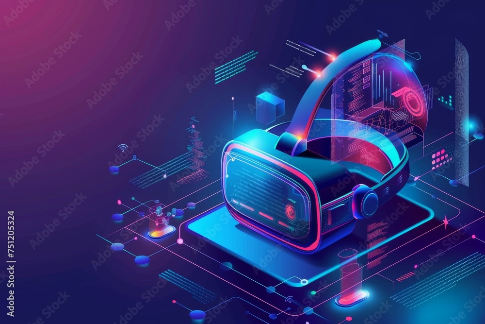 VR Virtual Museums Mixed Virtual Reality Goggles for Healing. Augmented reality Glasses Virtual Reality Entertainment. 3D Future Technology Perception Headset Gadget and Arcade Wearable Equipment