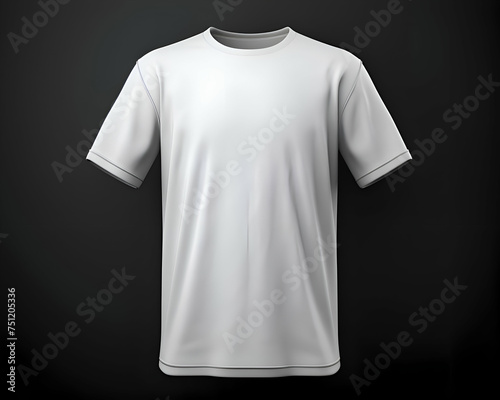 White t-shirt isolated on black background. 3d rendering.
