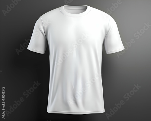 Blank white t-shirt template on black background. 3d render