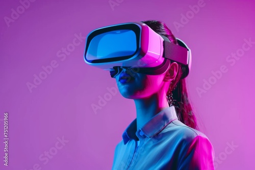 VR Skillful Mixed Virtual Reality Goggles for Discomfort. Augmented reality Glasses Warehouse Optimization. 3D Future Technology Digital Experiences Headset Gadget and Eyesight Wearable Equipment © Leo