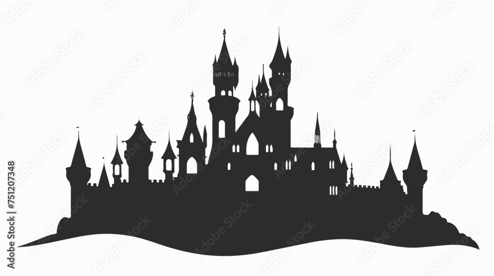 Fabulous silhouette of the castle in a flat.