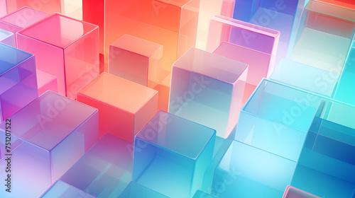 Translucent gradients cubes Colorful glass Geometric cubes abstract Aesthetic background