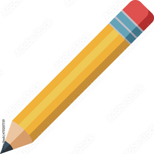 Yellow pencil icon Flat vector illustration