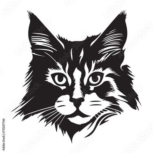 Cat head logo. Black and white emblem. Vector illustration Stock Vector