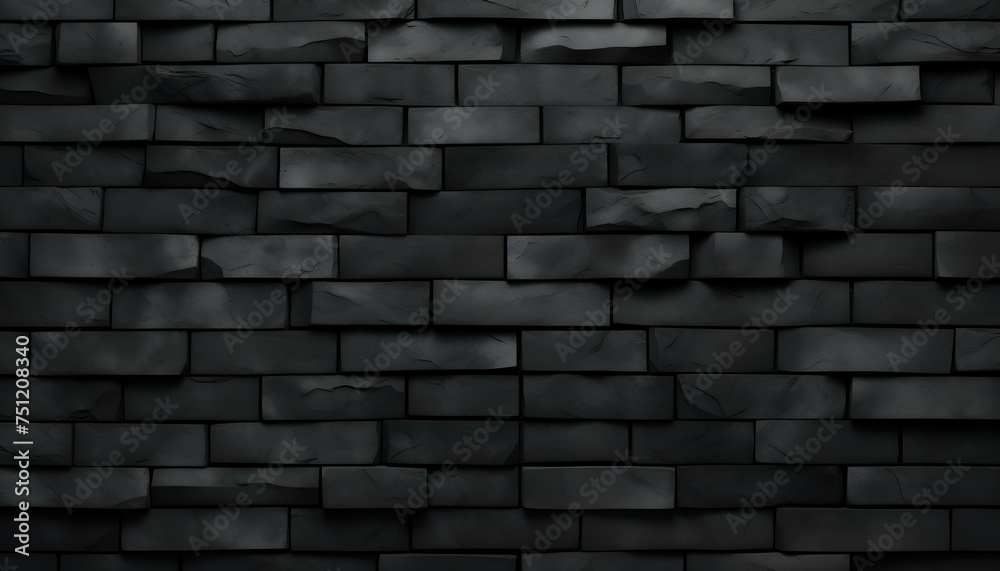 Black brick wall texture. Abstract background. 3d rendering illustration.