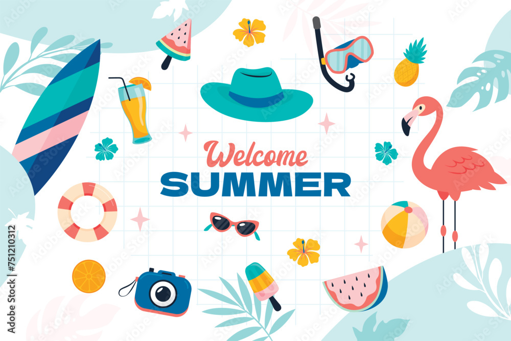 Summer Element Background Vector Illustration