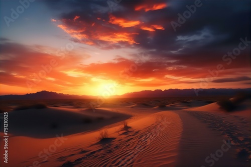 sunset  desert  beautiful  sky  clouds  picture  nature  landscape  horizon  orange  colorful  serene  evening