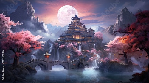 Chinese Style Fantasy Landscape. Immerse in a Digital World of Artwork and Video Game Scenes