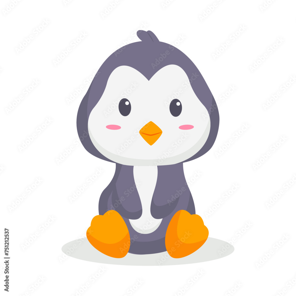 Happy Cute Penguin Character Design Illustration