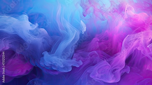 Glowing Blue Purple Mist Texture. Abstract Art Background with Mysterious Storm Sky and Watercolor Paint Mix
