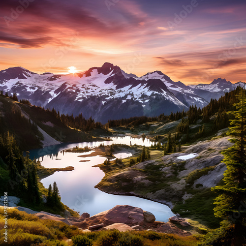 Calm and Majestic: A Serene View of British Columbia's Spectacular Mountain Landscape at Sunset