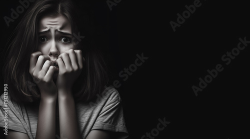 portrait of a girl in fear expression