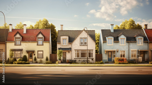Small Terraced Houses in a Suburban Area in Europe