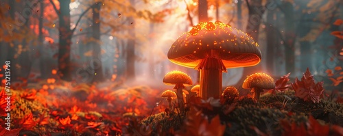 Fantasy Forest A Glowing Mushroom Adventure Generative AI