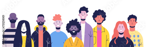 mix race businesspeople group in casual clothes standing together young men women team portrait horizontal