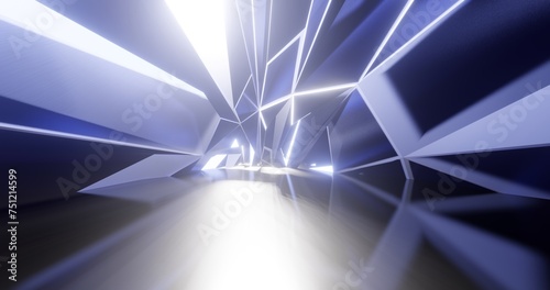 Fototapeta Naklejka Na Ścianę i Meble -  Futuristic abstract background crystal arched interior 3d render