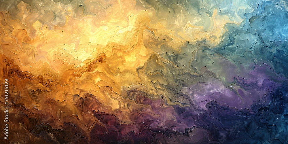 Colorful Abstract Artwork with a Pop of Purple and Yellow Generative AI