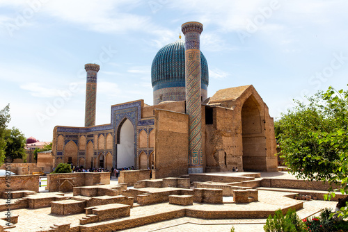 View of the Timurid Tomb Mausoleum of Amir Temur (Gur-Emir) in Samarkand, Uzbekistan photo