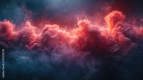 Red smoke swirling against a dark, muted background. photo