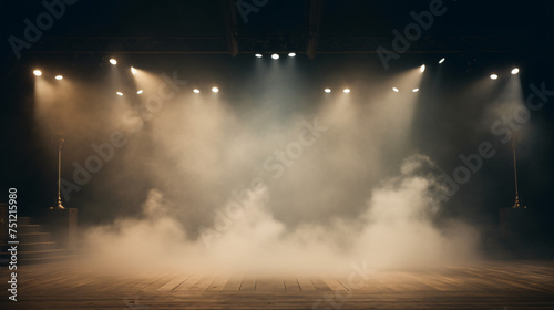 Stage fog smoke in the background light of theater