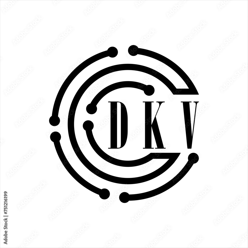 DKV letter design. DKV letter technology logo design on white ...