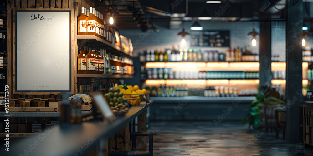 Product Showcase Supermarket Shelves,Health Food Store Interior.