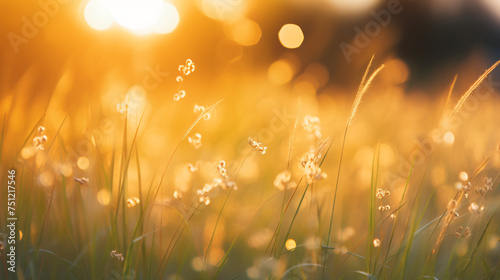 Summer seasonal field sun background bokeh grass