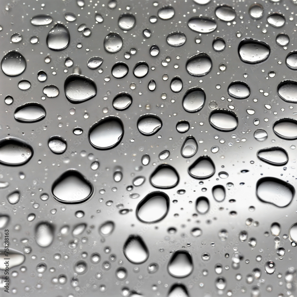 a close-up of water droplets on a silver surface. ai generative