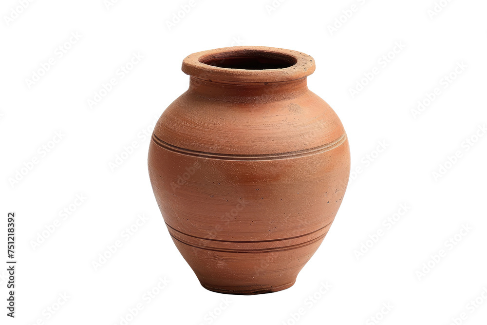 Singular Clay Vase Isolated On Transparent Background