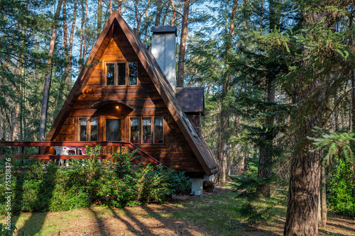 Wooden house in the forest.