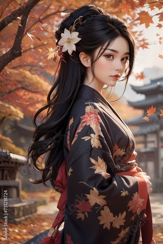 AI dipinti tradizionali giapponesi, samurai e geisha 004