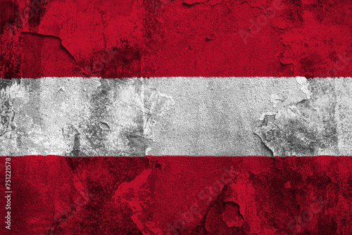 Republic of Austria Flag Cracked Concrete Wall Textured Background