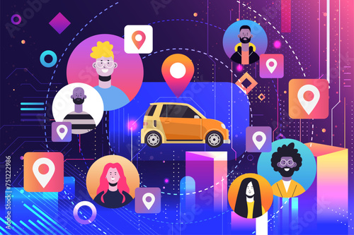 mix race people discussing during virtual conference carsharing rental car concept horizontal
