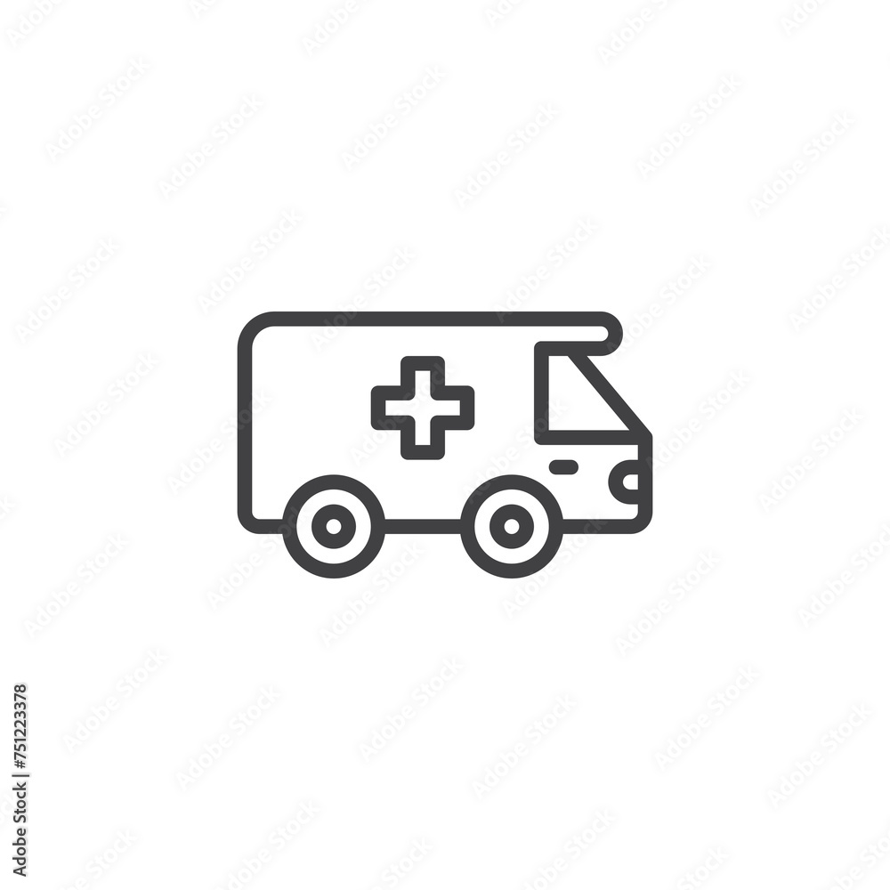 Ambulance vehicle line icon