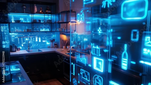 Wallpaper Mural A 3D projection of a virtual home with interactive nodes representing each connected appliance. Torontodigital.ca