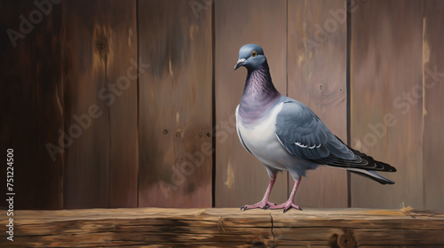 Wood Pigeon Columbackground with Wood Background photo