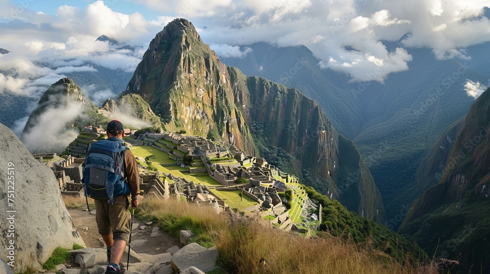 Hiking the Inca Trail to Machu Picchu, with stunning views of the Andes and the ancient city emerging at sunrise