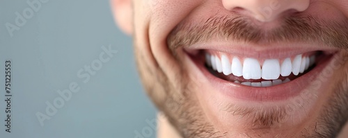 Close up man smiling showing perfect white teeth